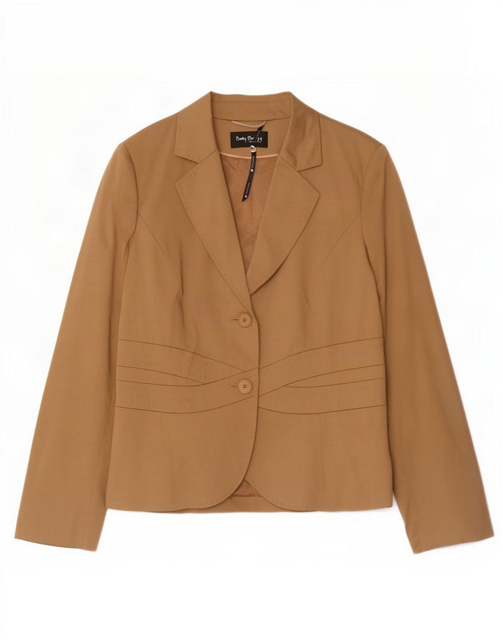 Betty Barclay Dame 2 Button Blazer Jacket UK 16 Stor Beige Bomuld