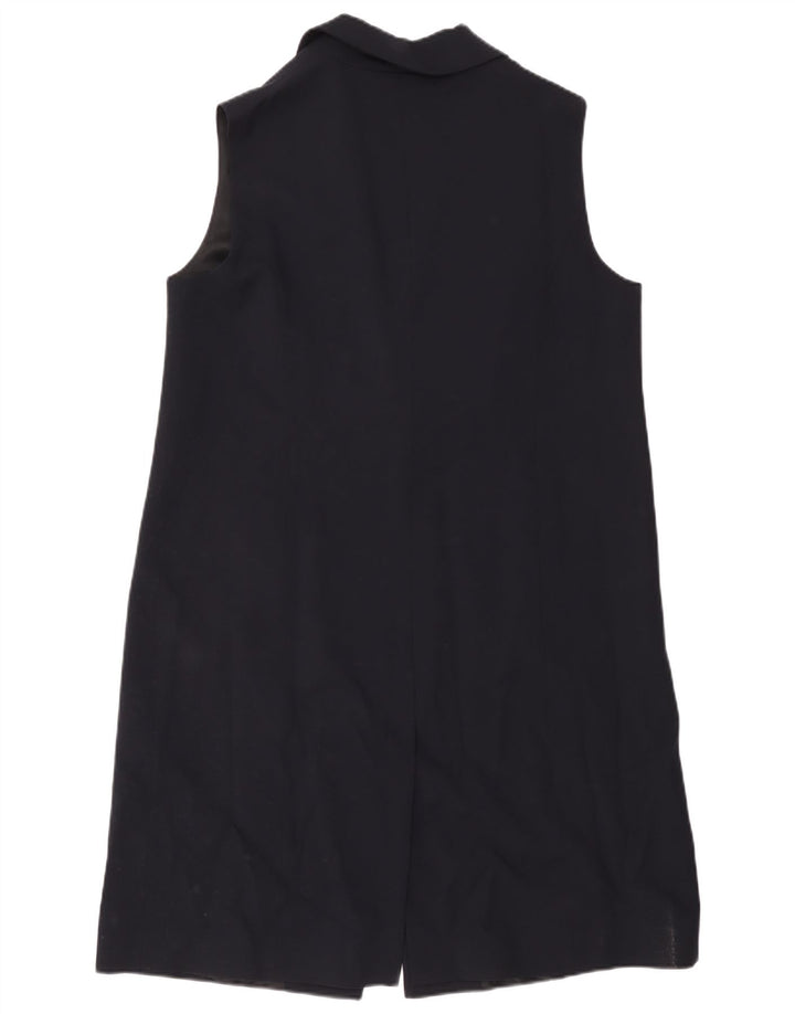 Jaeger Womens Longline ærmeløs blazerjakke UK 16 Large Navy Blue