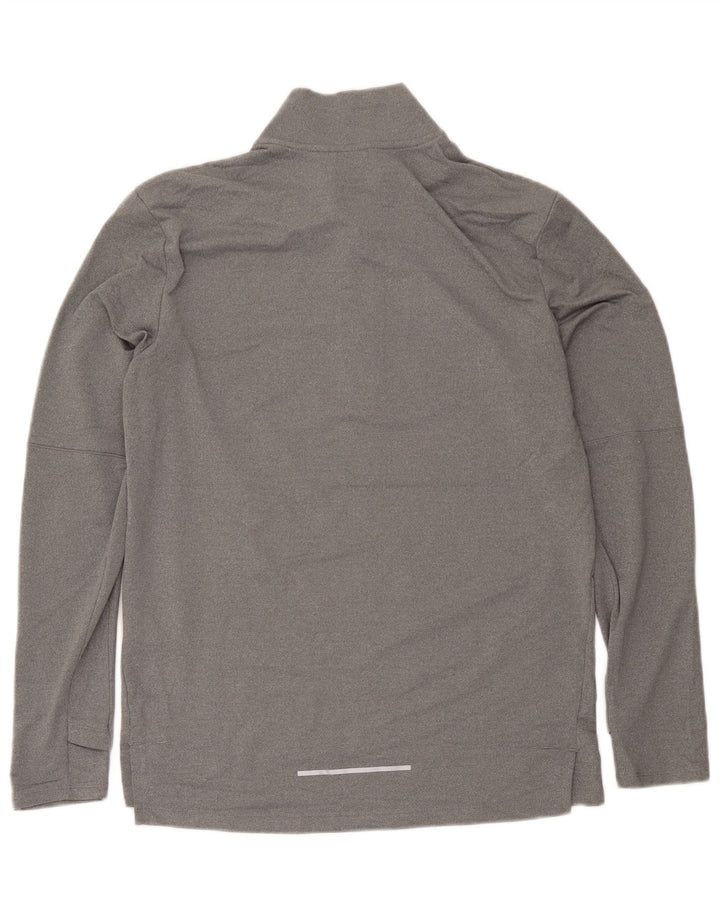 Nike Herre Dri Fit Top med lynlås og langærmet mellemgrå polyester