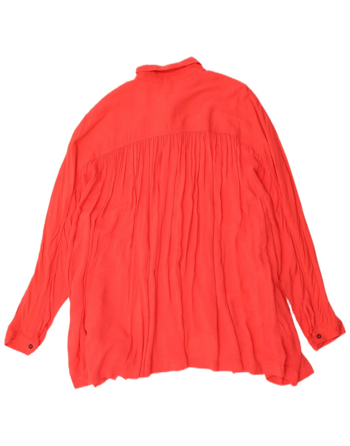 Vintage Dame Oversized Pullover Shirt Dress UK 10 Small Red Spandex