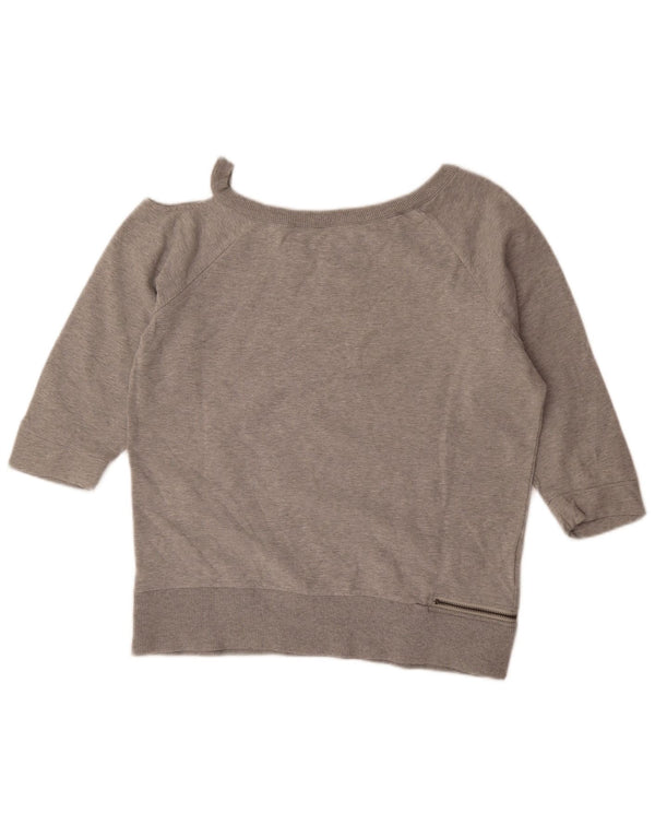 Diesel Dame 3/4 ærmet One Shoulder Top UK 14 Medium Grey