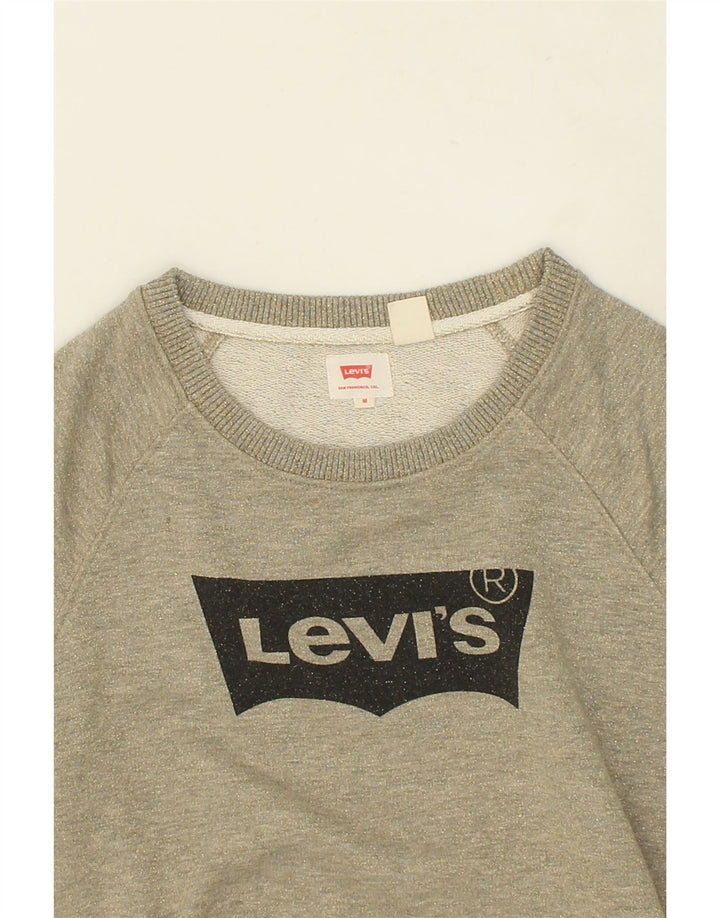 LEVI'S Womens Graphic Sweatshirt Jumper UK 14 Medium Grey Cotton Vintage Levi's and Second-Hand Levi's from Messina Hembry 