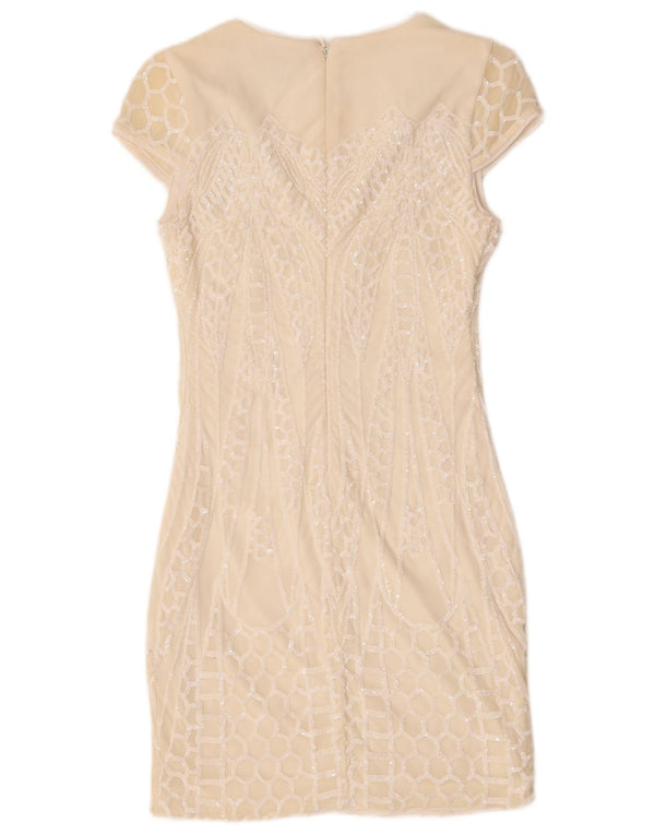 Guess Dame Sequin Skede Kjole UK 6 XS Off White Nylon