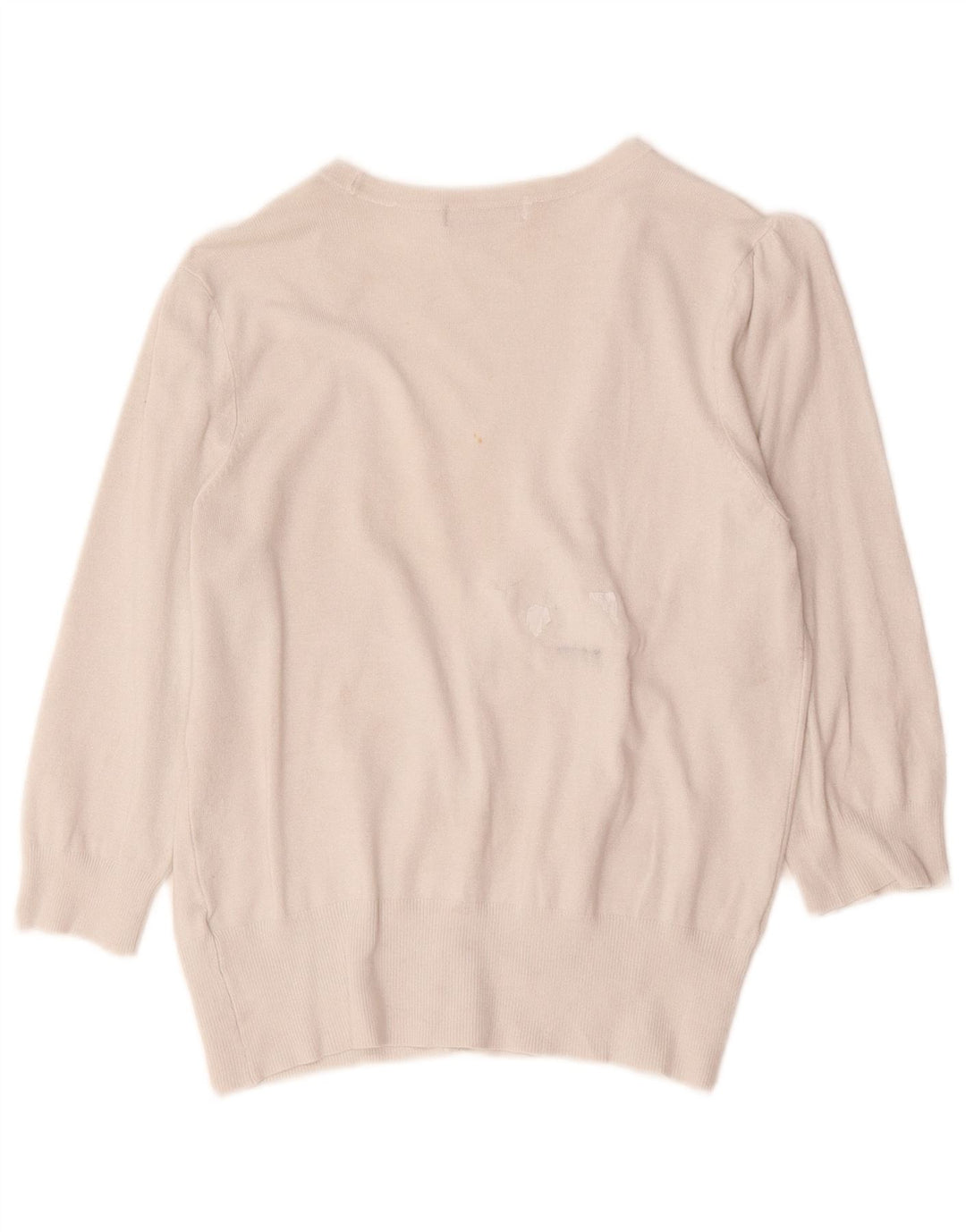 Marks & Spencer dame cardigan sweater med 3/4 ærmer UK 14 Medium Off White