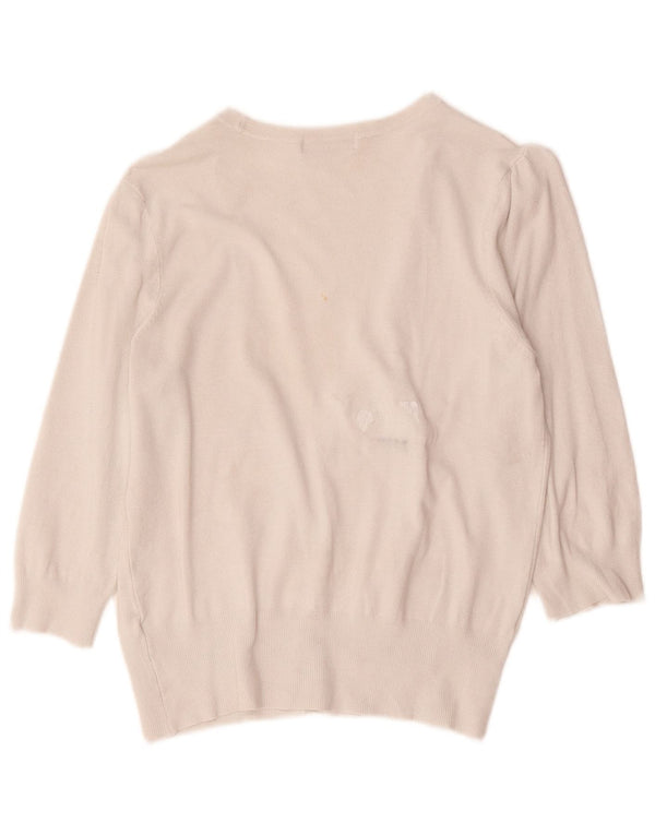 Marks & Spencer dame cardigan sweater med 3/4 ærmer UK 14 Medium Off White