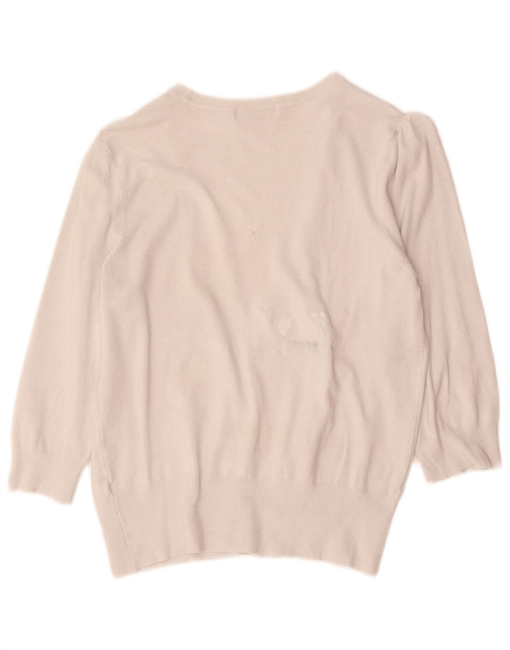 Marks & Spencer dame cardigan sweater med 3/4 ærmer UK 14 Medium Off White