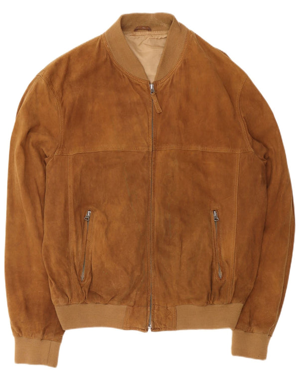 Vintage herre ruskind bomberjakke UK 42 XL brunt læder