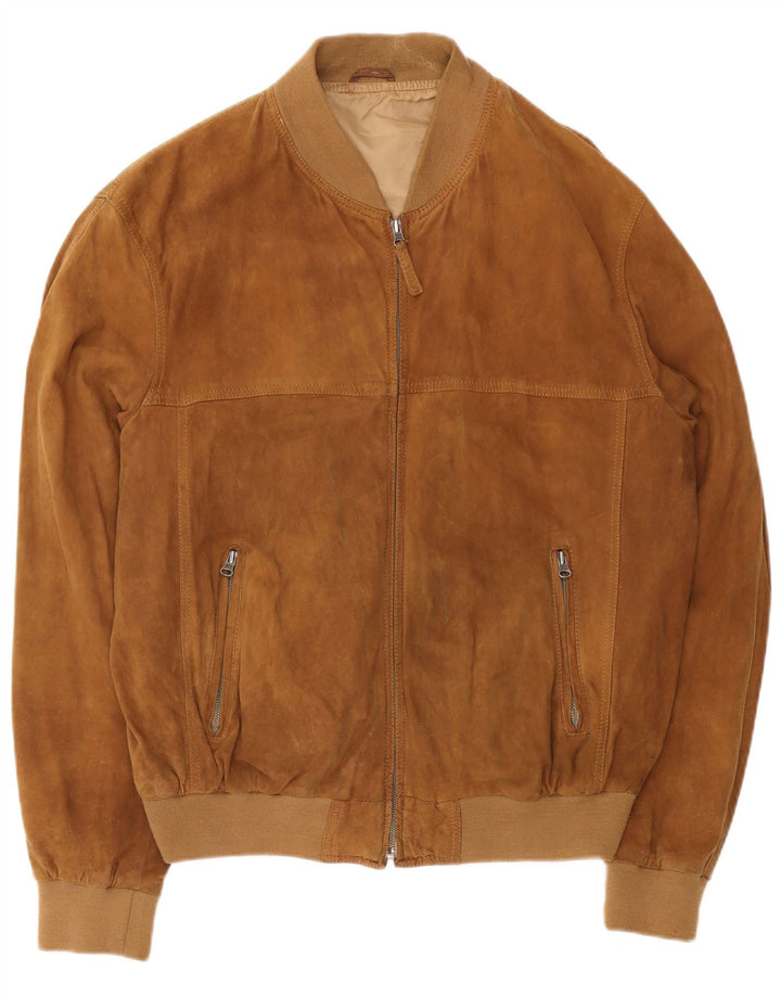 Vintage herre ruskind bomberjakke UK 42 XL brunt læder