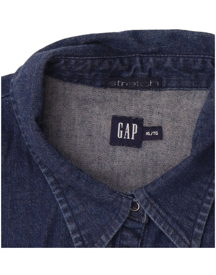 GAP Dame Stretch 3/4-ærmet denimskjorte UK 18 XL Navyblå Bomuld