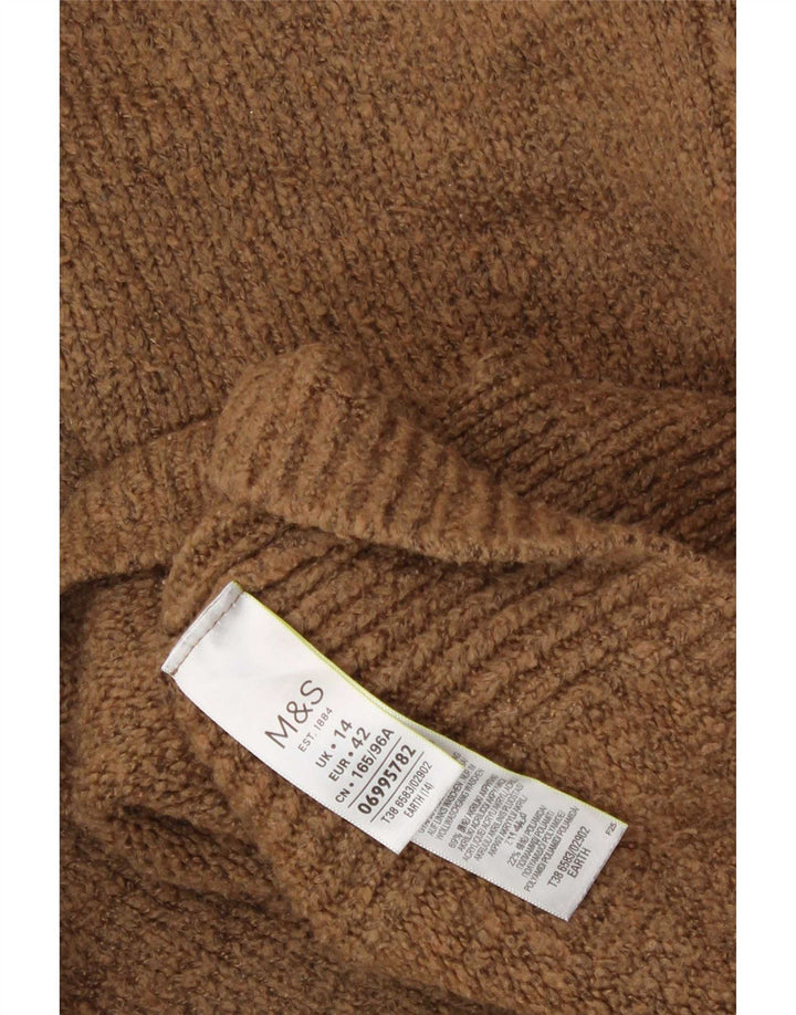 Marks & Spencer Dame Turtle Neck Jumper Sweater UK 14 Stor Brun Akryl