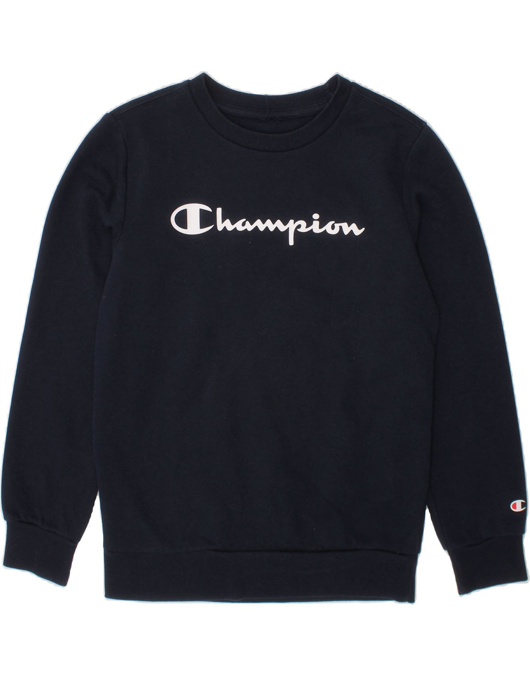 CHAMPION Boys Graphic Sweatshirt Jumper 9-10 Years Navy Blue Vintage Champion and Second-Hand Champion from Messina Hembry 