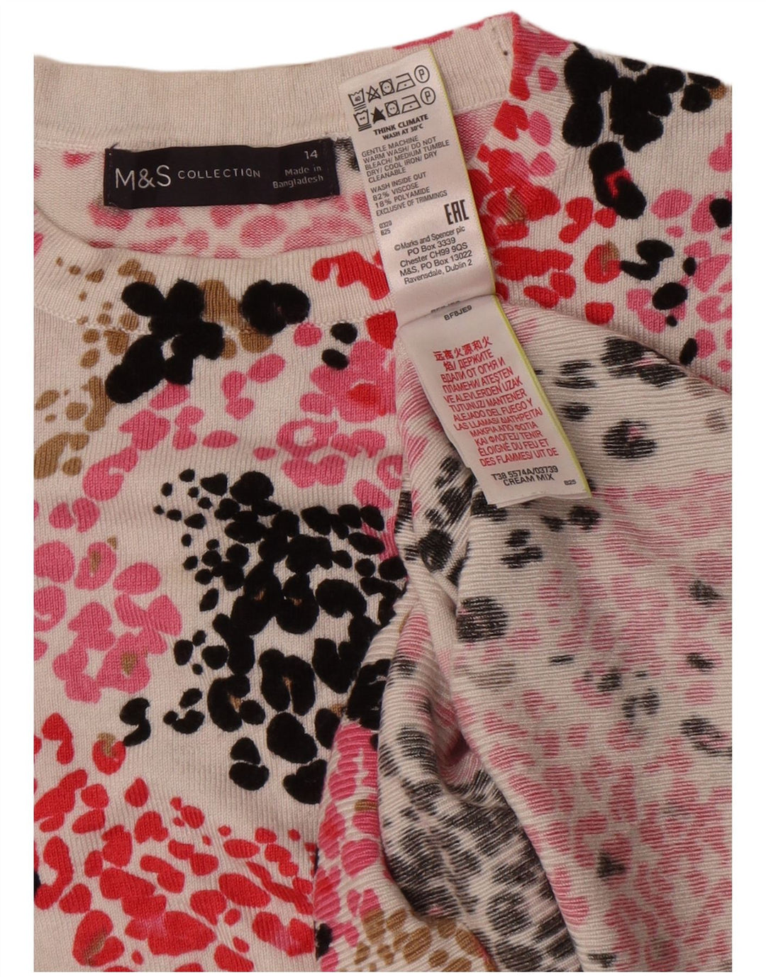 Marks & Spencer Dame sweater med rund hals DK 14 Stor Flerfarvet