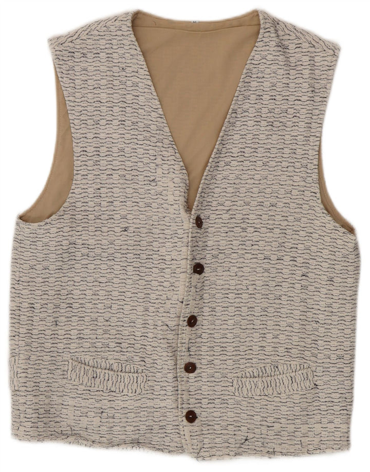 Vintage vest til mænd, medium hvid flækket