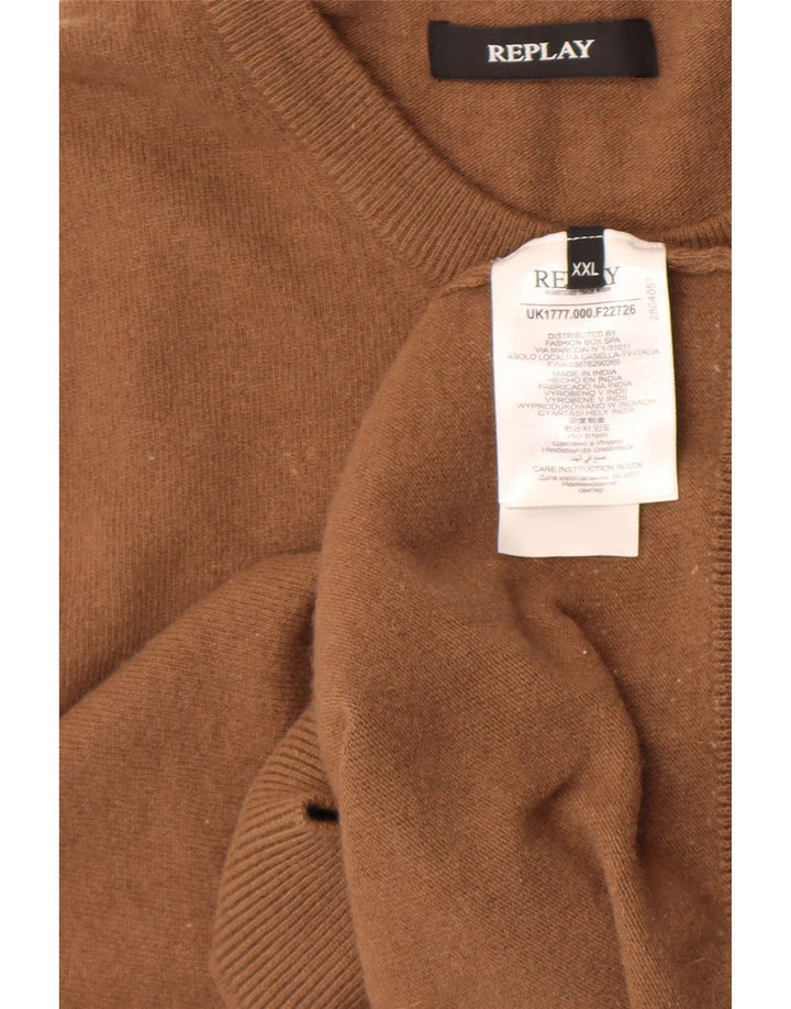 Replay Herre Crew Neck Jumper Sweater 2XL Brun Uld