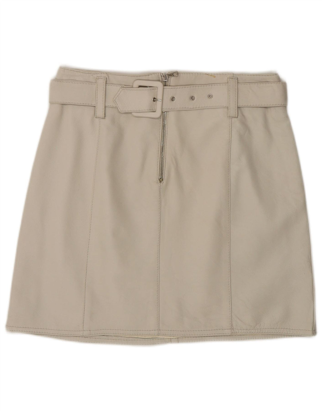 VINTAGE Lædernederdel til kvinder IT 44 Medium W28 Grå Læder