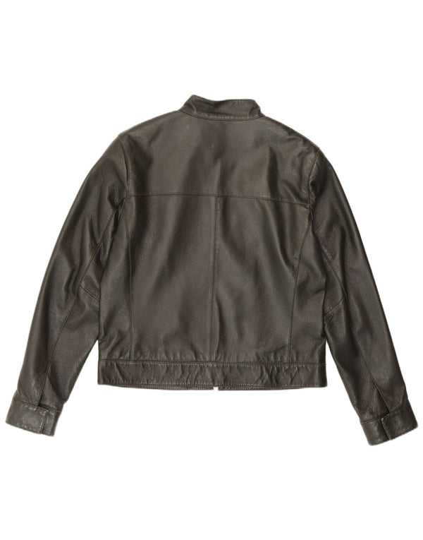 HELLINE Dame Læderjakke UK 14 Medium Grønt Læder