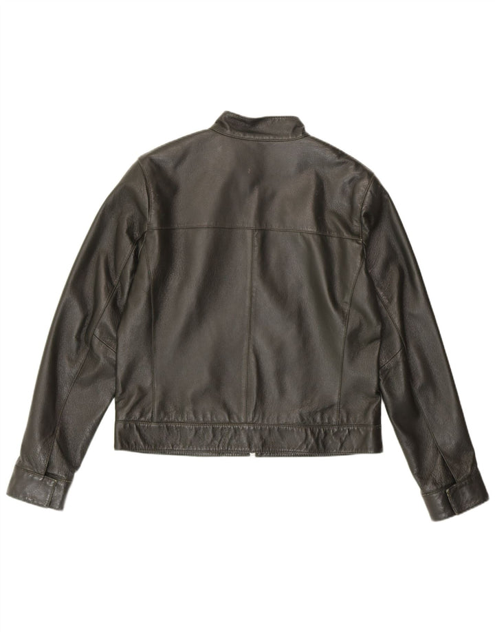 HELLINE Dame Læderjakke UK 14 Medium Grønt Læder