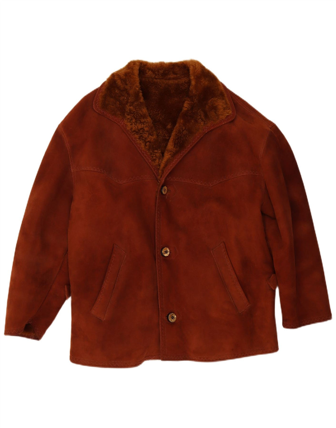 Vintage Herre Shearling Jacket UK 38 Medium Brown