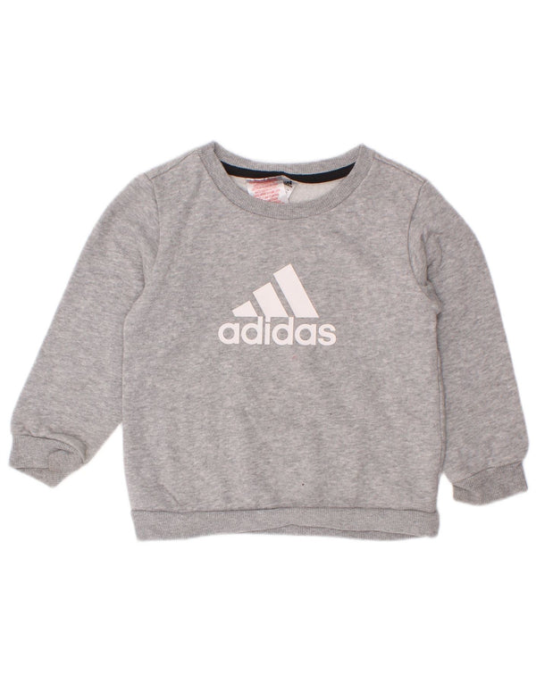 Adidas Boys Graphic Sweatshirt Jumper 2-3 år Grå Flecked Bomuld