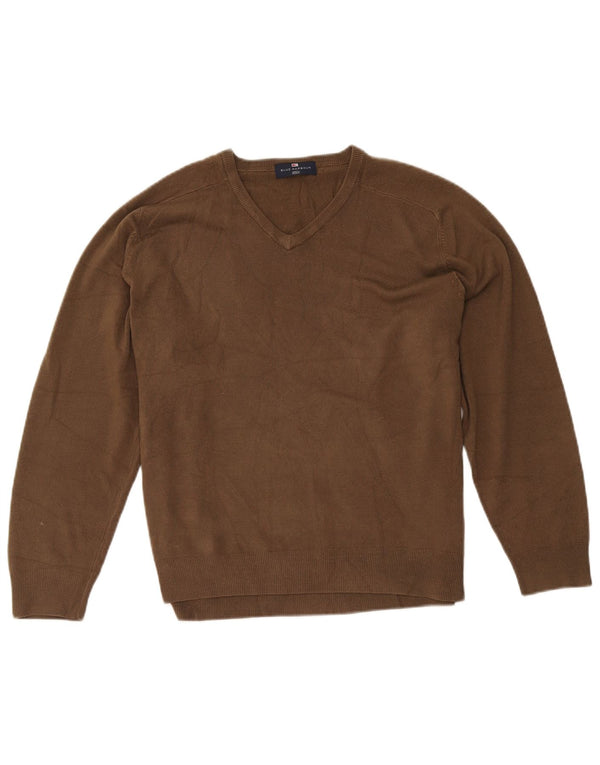 Marks & Spencer Herre Blue Harbor V-hals sweater Stor brun akryl