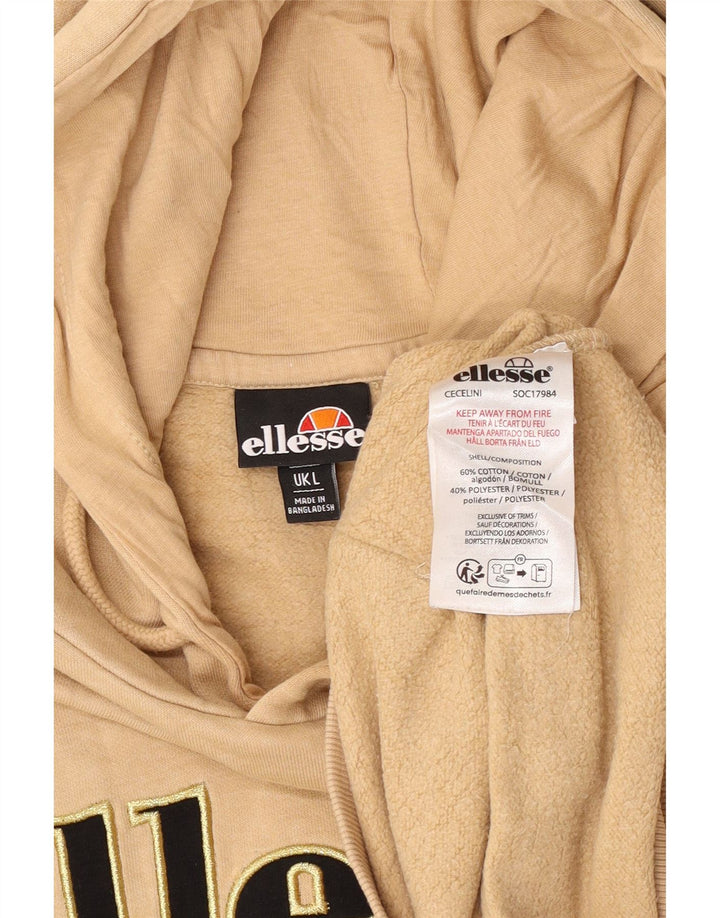 Ellesse Herre Grafisk Hoodie Jumper Stor Beige Bomuld