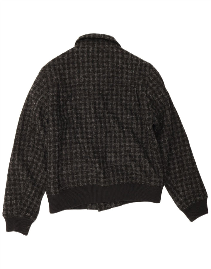 All Saints Herre Bomber Jacket UK 40 Large Grey Check Wool