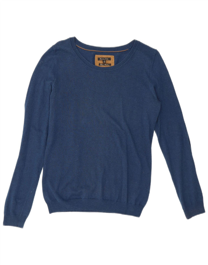 Massimo Dutti Dame Boat Neck Jumper Sweater UK 12 Medium Blue