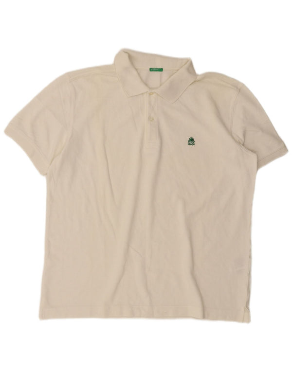 Benetton herre poloshirt XL hvid bomuld
