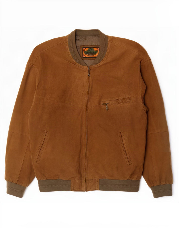 Don Camillo Herre Ruskind Bomber Jacket IT 50 Stor Brun Læder
