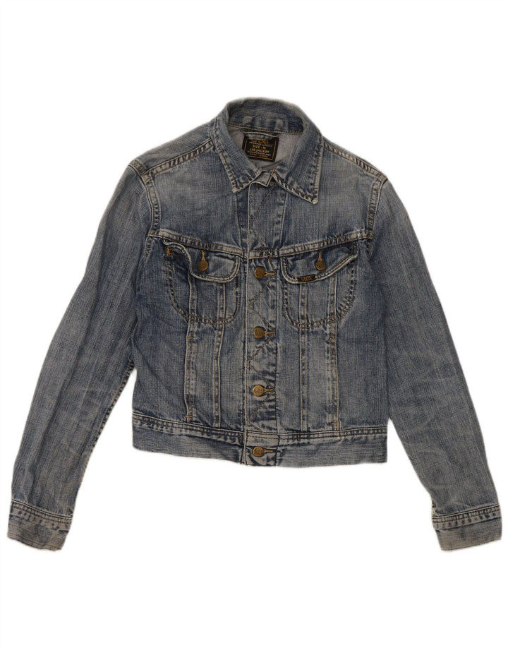 Lee Womens Crop Denim Jacket UK 12 Medium Blue Cotton