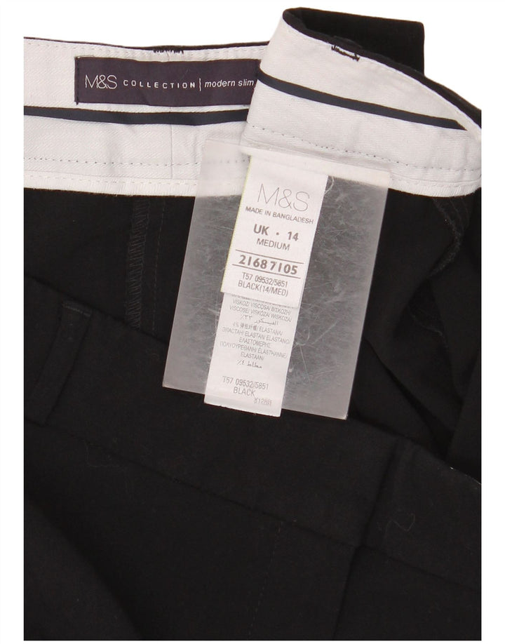 MARKS & SPENCER Dame Crop Suit Bukser UK 14 Medium W34 L26 Black