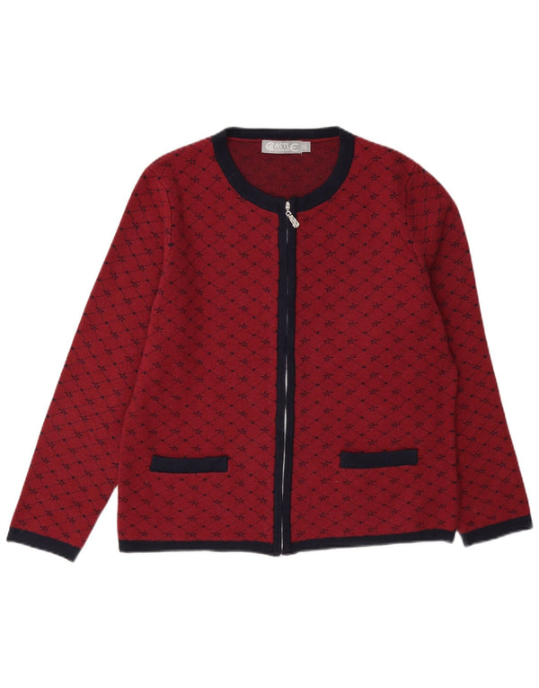 Castle of Ireland Dame cardigan sweater UK 14 Medium Red Check Viscose