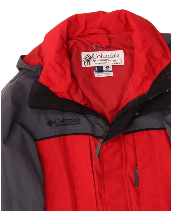 COLUMBIA Herre Interchange Windbreaker Jacket UK 36 Small Red Colourblock