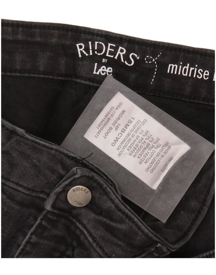 LEE Womens Riders Mid Rise Bootcut Cropped Jeans US 14 XL W32 L24 Black