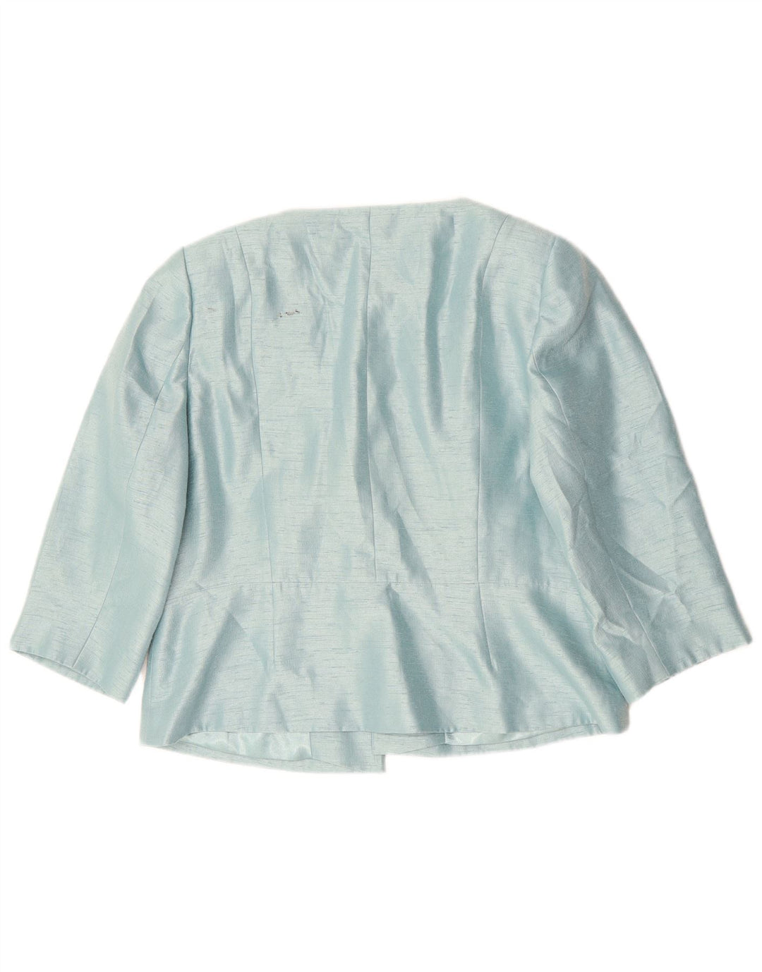 Jacques Vert Dame 3/4-ærmet Crop Blazer Jacket UK 16 Large Blue Viscose