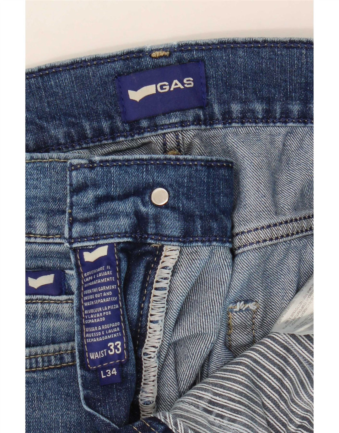Gas Herre cropped jeans W33 L26 blå bomuld