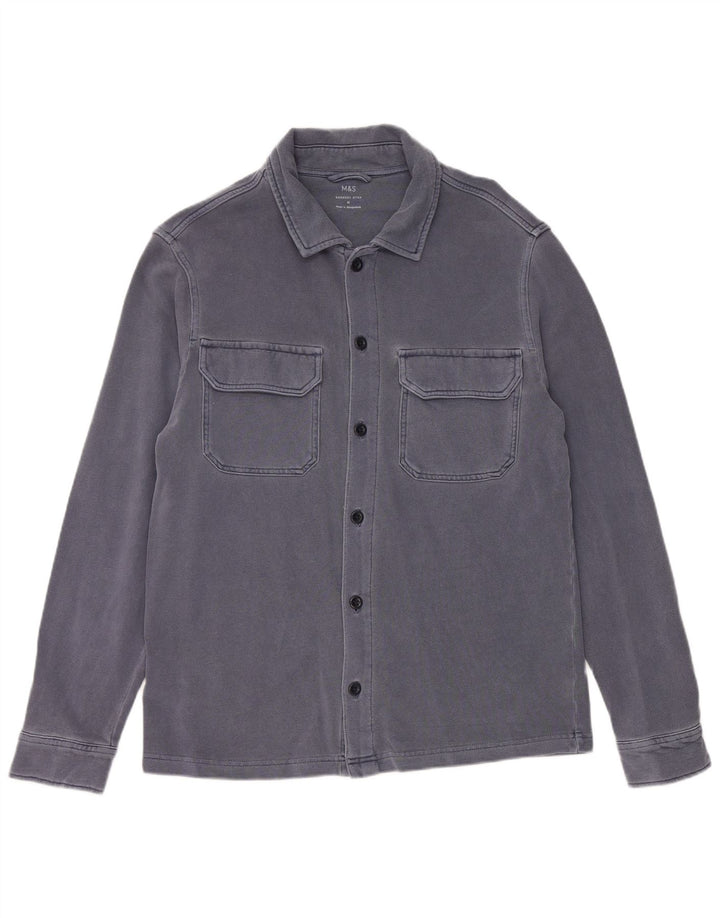 Marks & Spencer Dameskjorte UK 14 Medium Blue Cotton