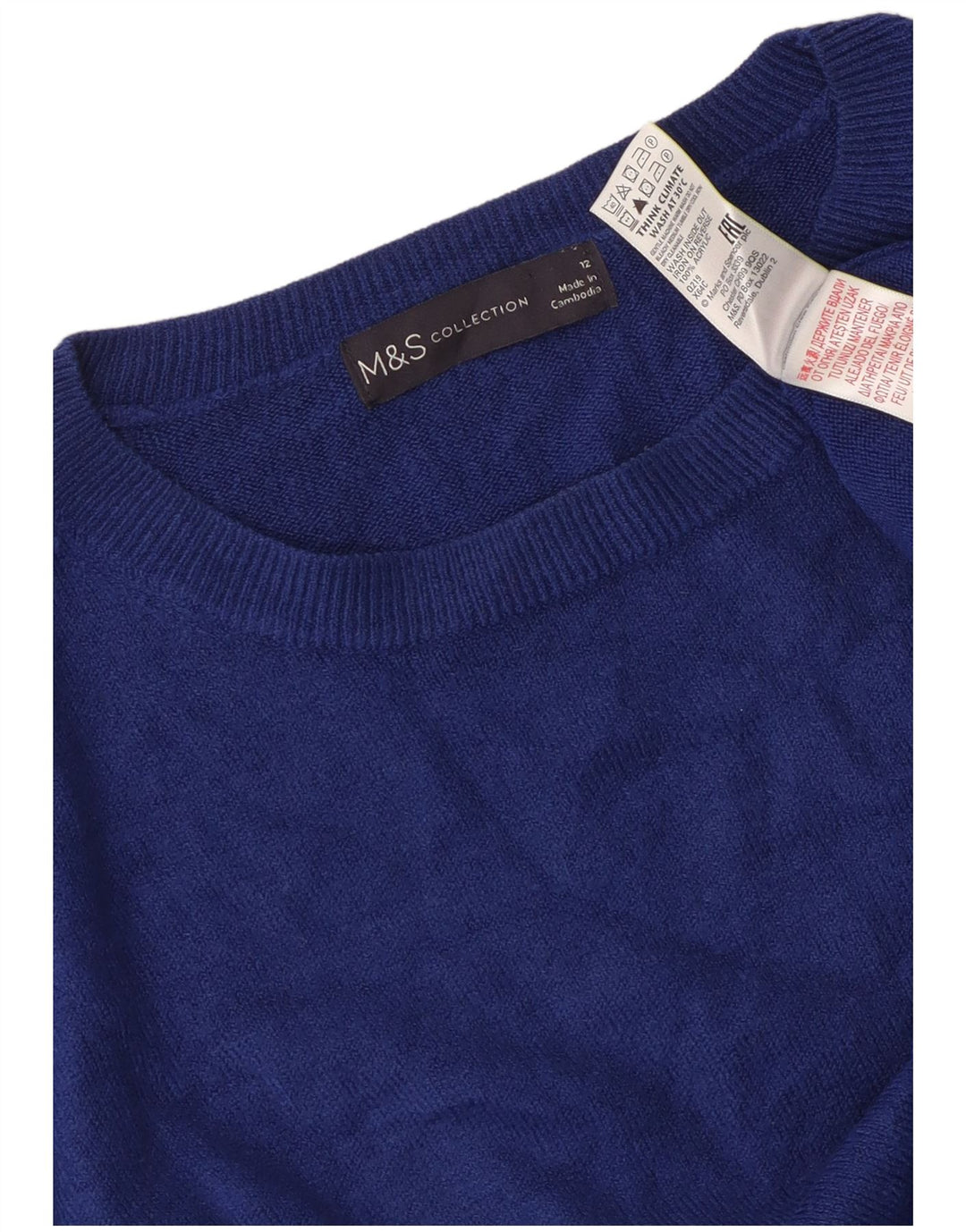 Marks & Spencer Dame Boat Neck Jumper Sweater UK 12 Medium Blue Acryl