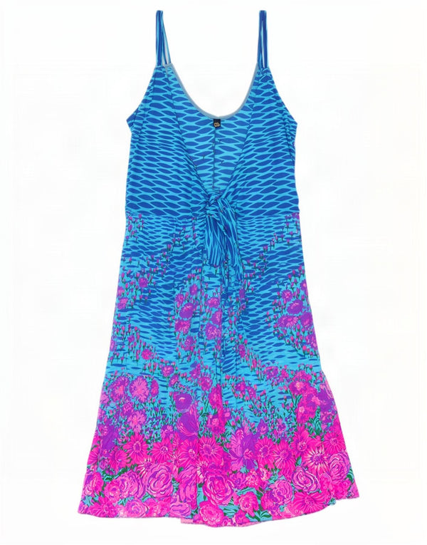 Vintage solkjole til kvinder IT 46 Large Blue Floral