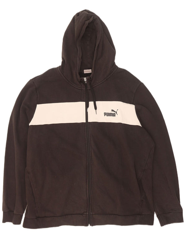 Puma Herre grafisk hættetrøje med lynlås 2XL Sort Colourblock Bomuld
