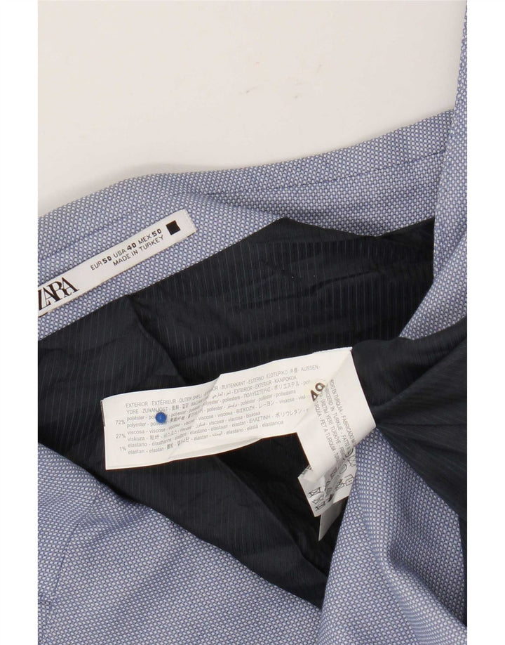 Zara Herre 2-knaps blazerjakke EU 50 Medium Blue Polyester