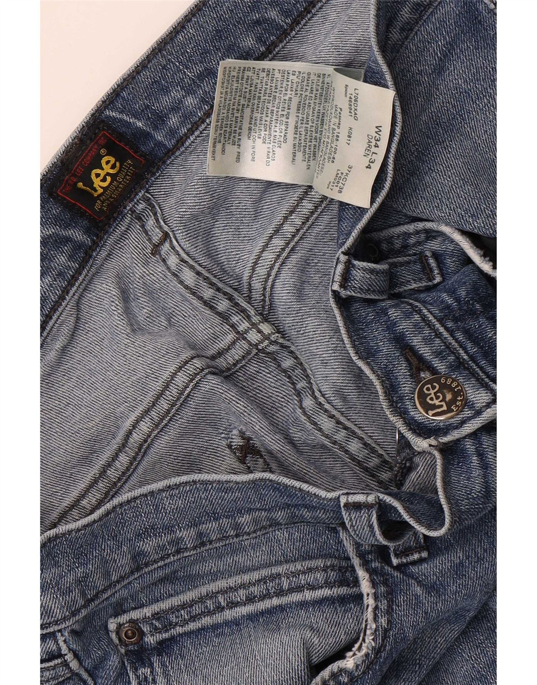Lee Mens Daren Straight Jeans W34 L34 Blå Bomuld