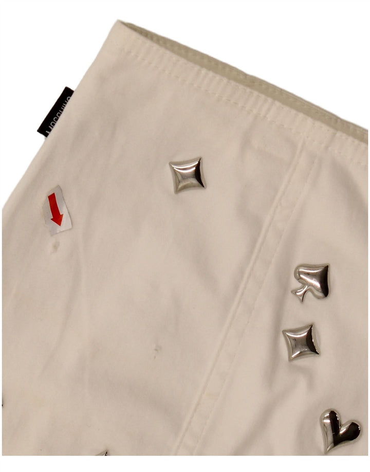 MOSCHINO A-line nederdel til kvinder med høj talje UK 14 W30 L23 hvid bomuld