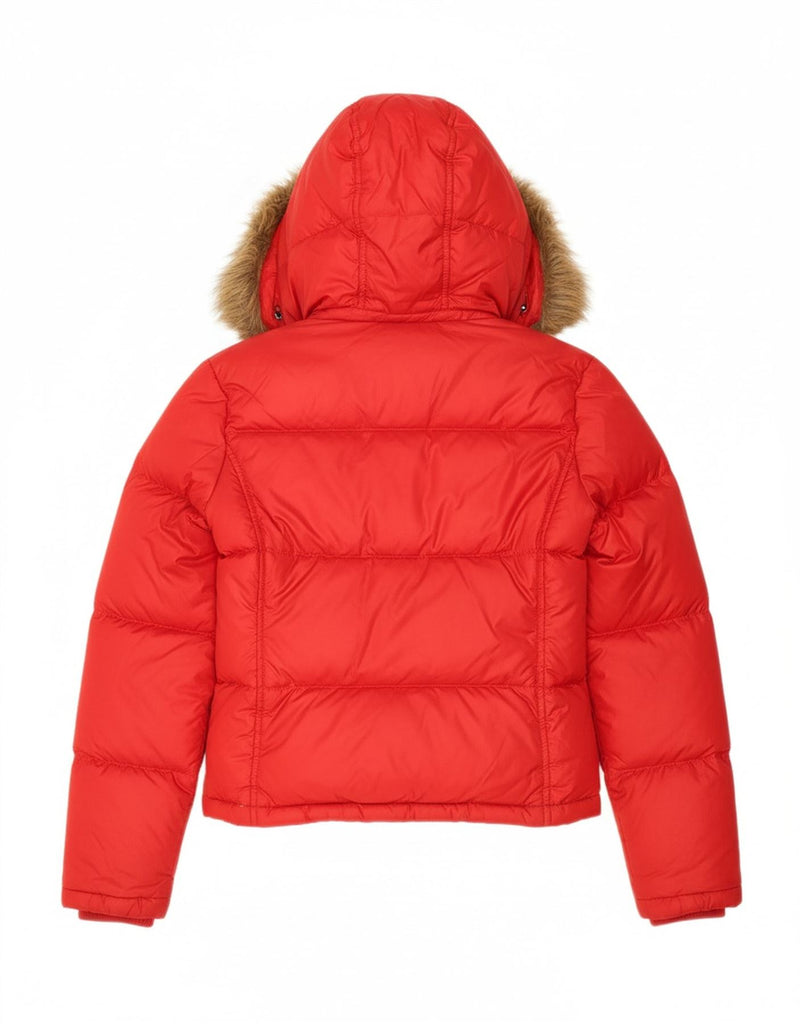 RALPH LAUREN Womens Hooded Padded Jacket UK 14 Medium Red Polyester Vintage Ralph Lauren and Second-Hand Ralph Lauren from Messina Hembry 