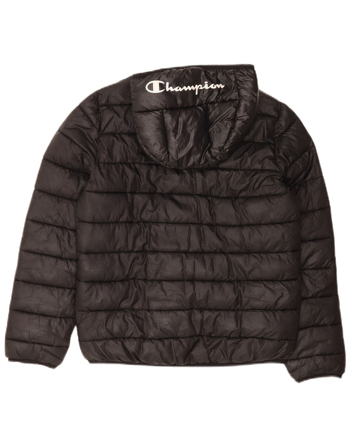 Champion Dame Hætte Polstret Jakke UK 12 Medium Sort Polyester