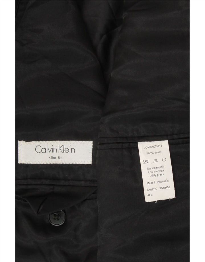 Calvin Klein Herre 2 Button Slim Fit Blazer Jacket UK 44 2XL Sort Uld