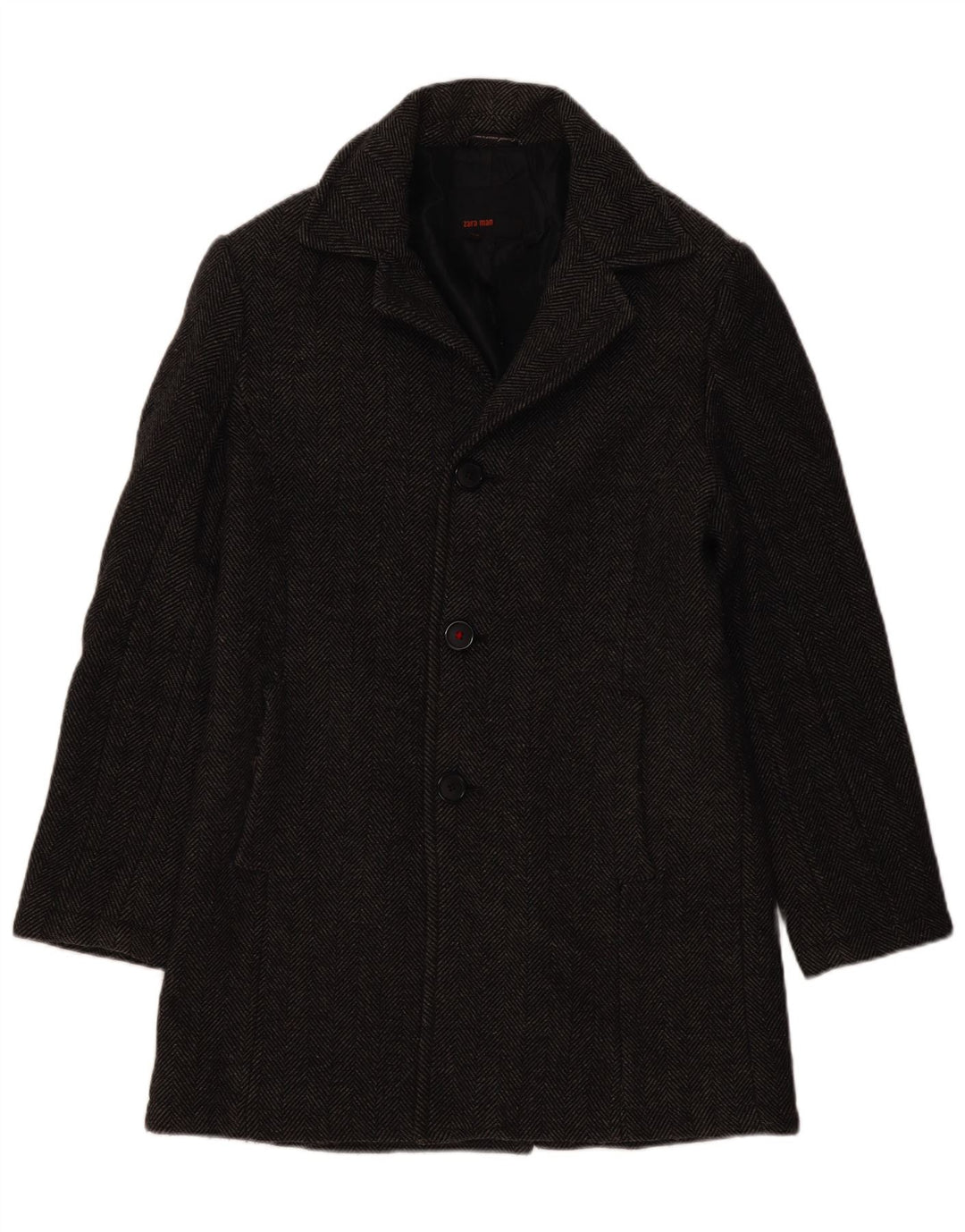 Zara Herre Overfrakke UK 38 Medium Grey Sildebensuld