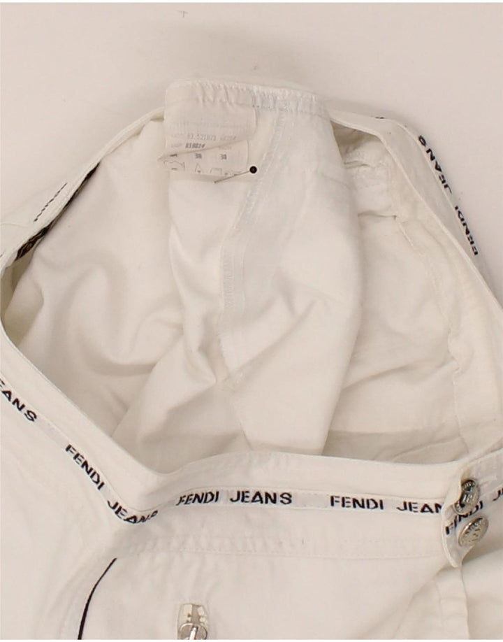 FENDI Womens Graphic Sport Shorts IT 44 Medium White Cotton Vintage Fendi and Second-Hand Fendi from Messina Hembry 
