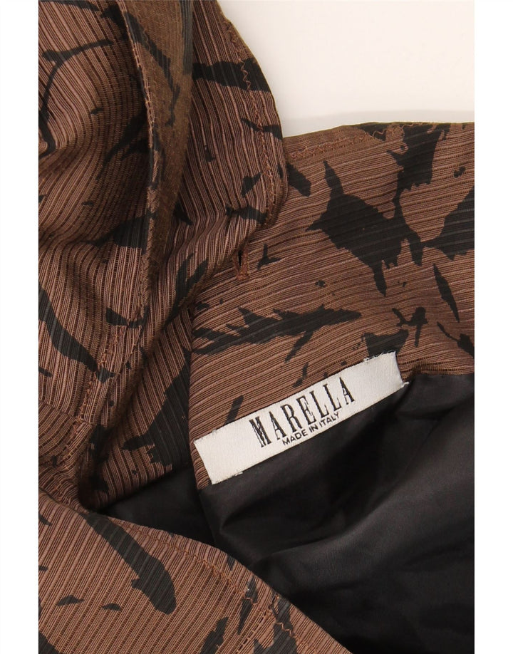 MARELLA Womens Abstract Pattern 1 Button Blazer Jacket UK 14 Medium Brown Vintage Marella and Second-Hand Marella from Messina Hembry 