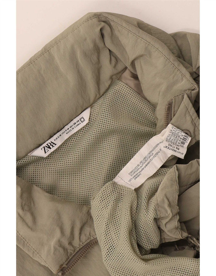 Zara Herre Loose Fit Anorak Jacket UK 36 Small Khaki Polyester